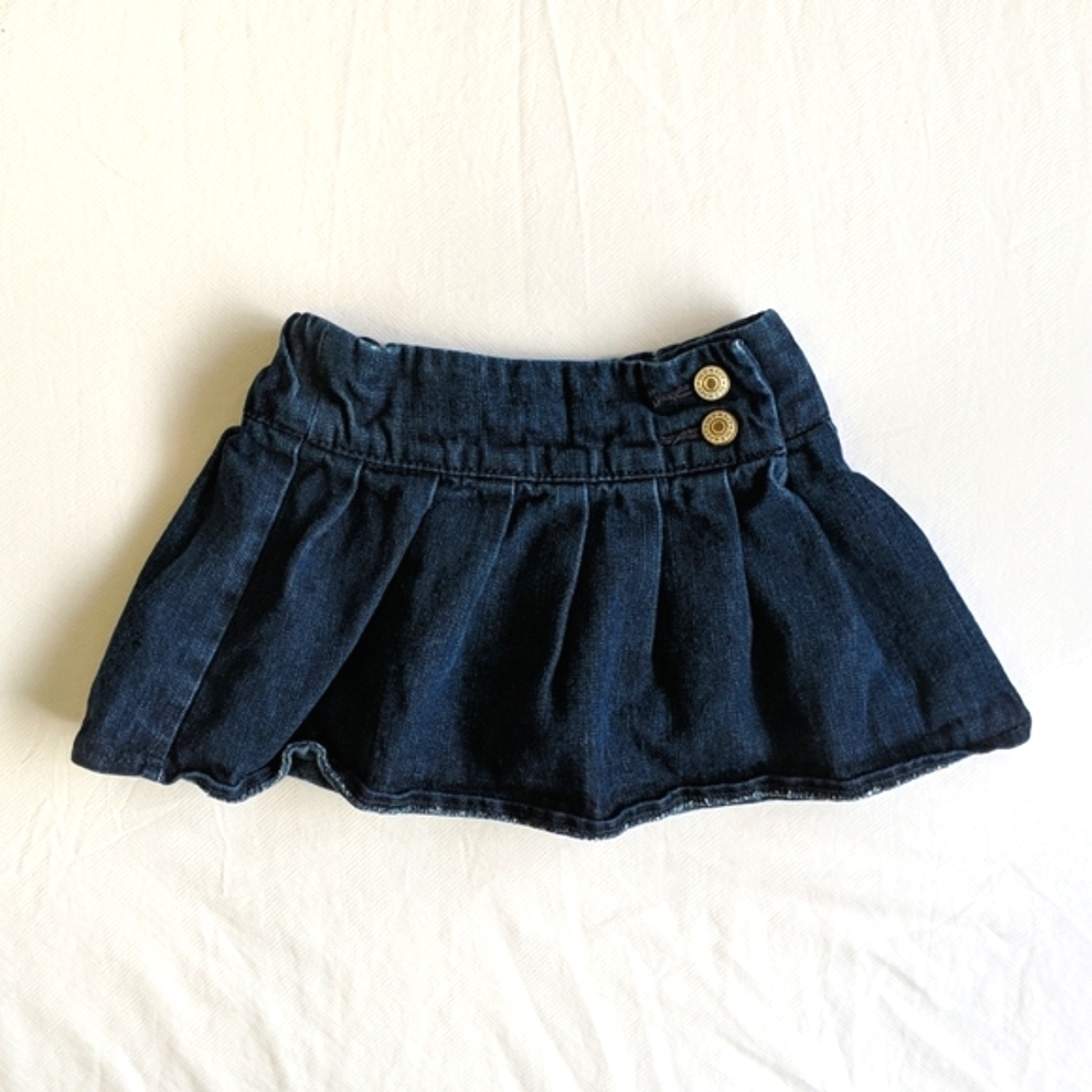 vintage old navy pleated dark wash denim skort 18-24 months baby girl
